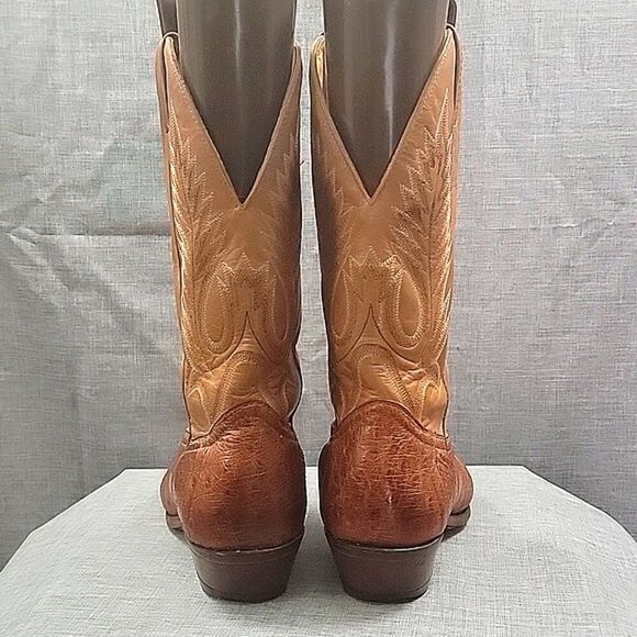 Boulet Western Boots Smooth Brandy Ostrich 1514 Brown / Tan Leather Men\'s 10E main image 10